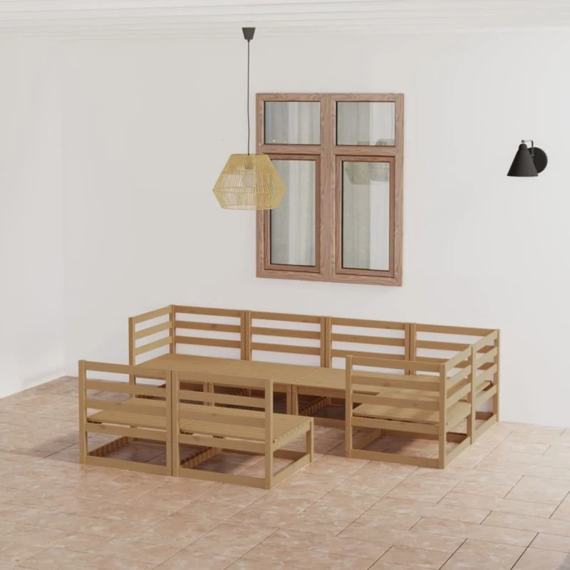 Havensol Loungesæt 7 Dele Massivt Fyrretræ Gyldenbrun