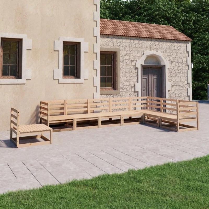 Lounge 8-del - Massivt Fyrretræ, Naturfarvet