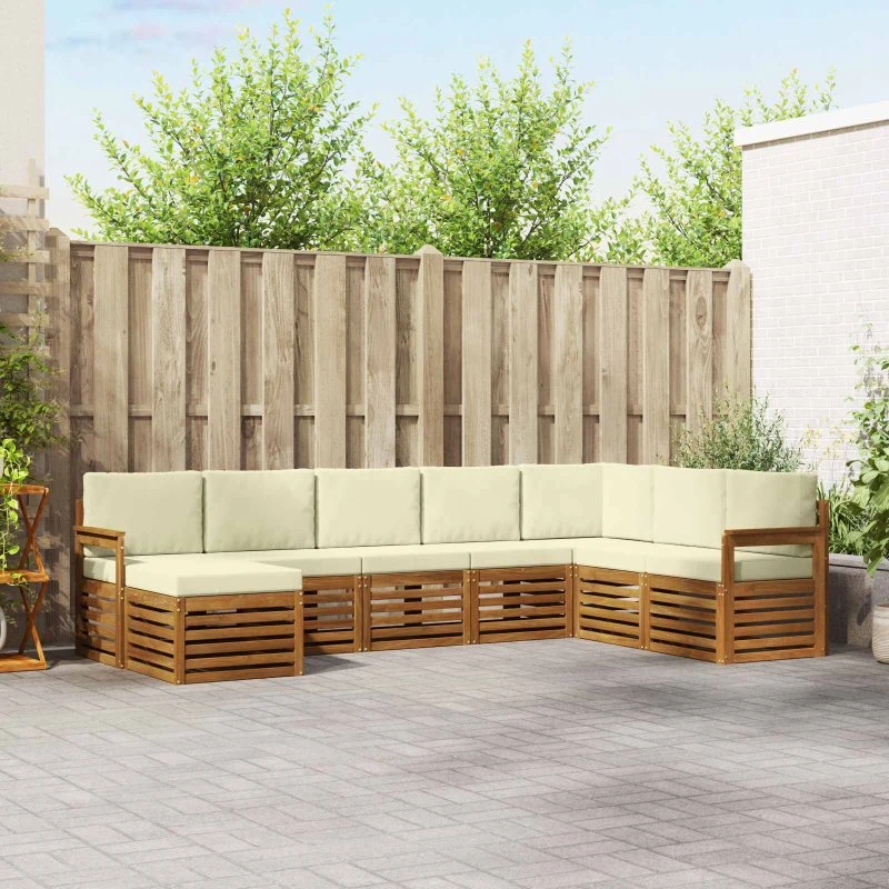 vidaXL Udendørs Sofagruppe 8 pcs Naturlig/Fløde Massivt Akacietræ