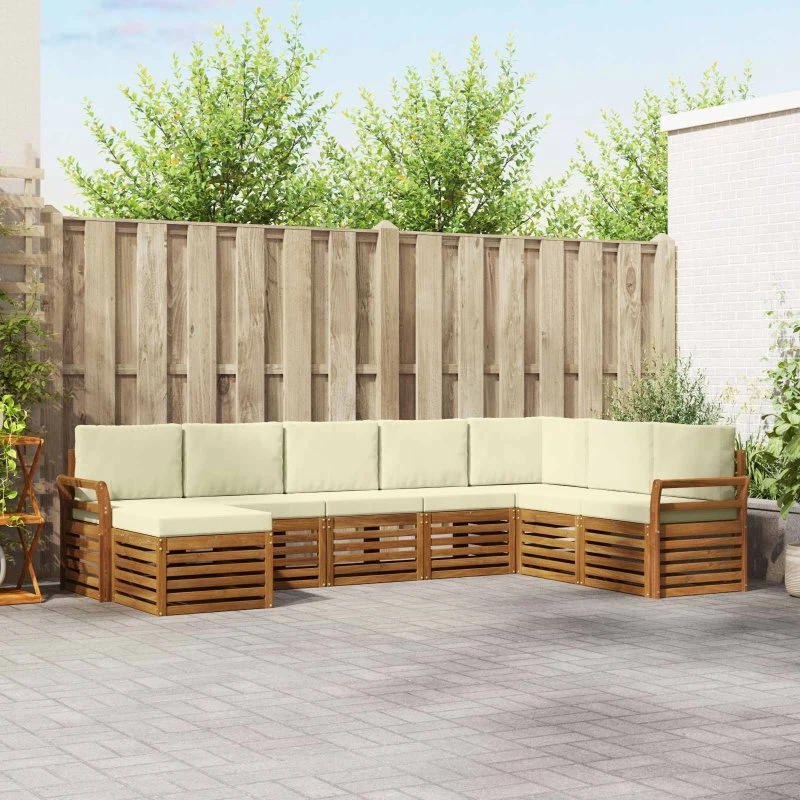 vidaXL Udendørs Sofagruppe 8 pcs Naturlig/Fløde Massivt Akacietræ