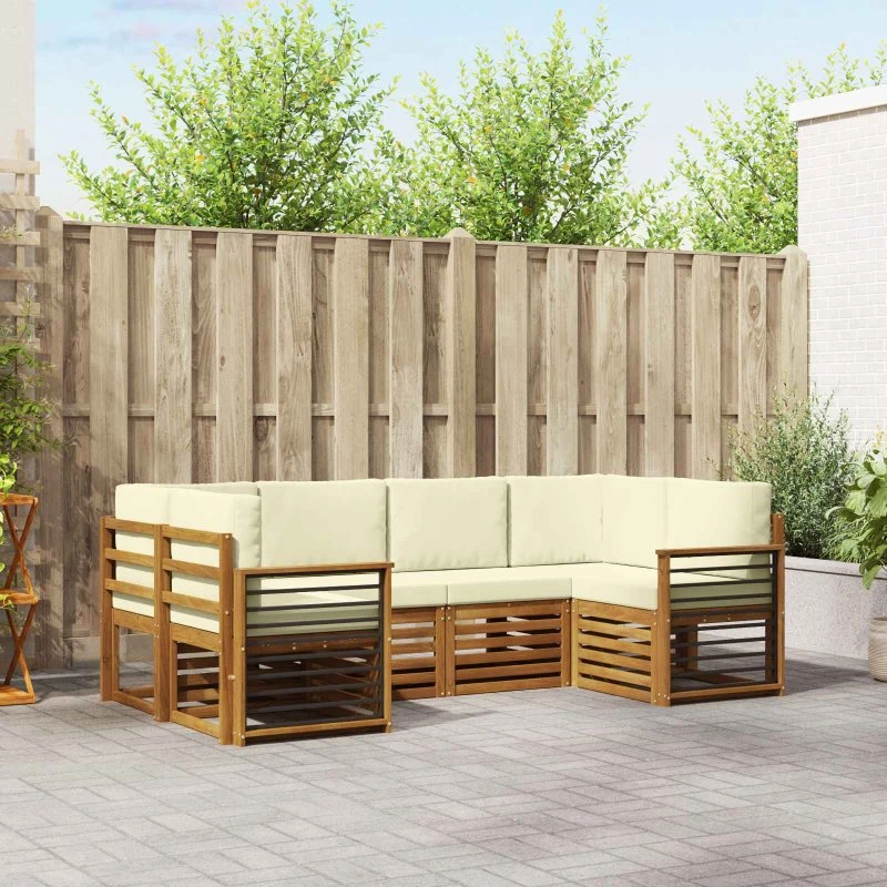 vidaXL Sektionalsofa sæt 6 pcs naturlig fløde