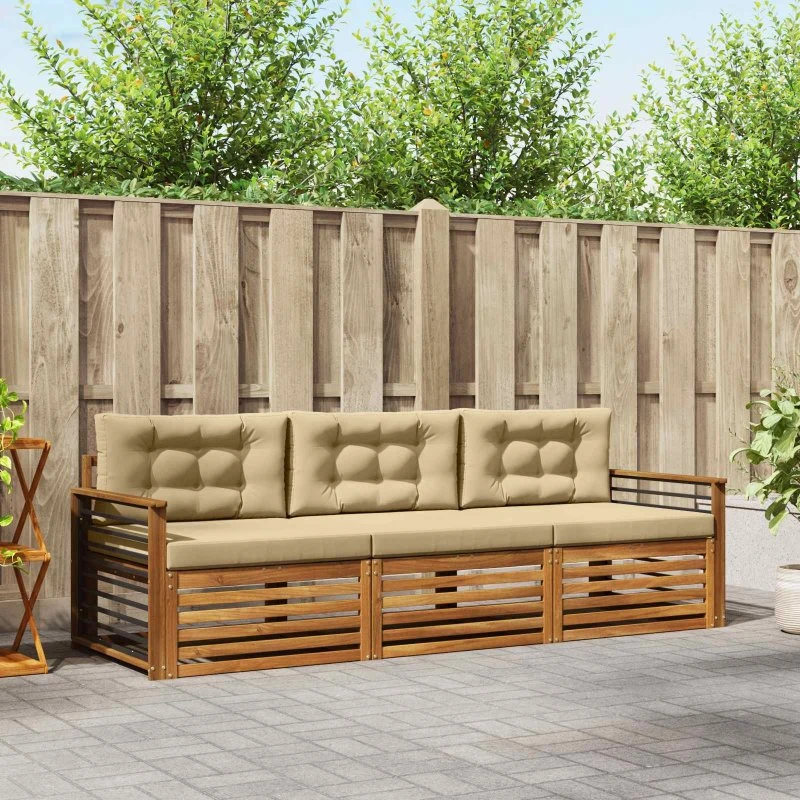 vidaXL Udendørs Sofagruppe 3-pcs Naturlig/Beige