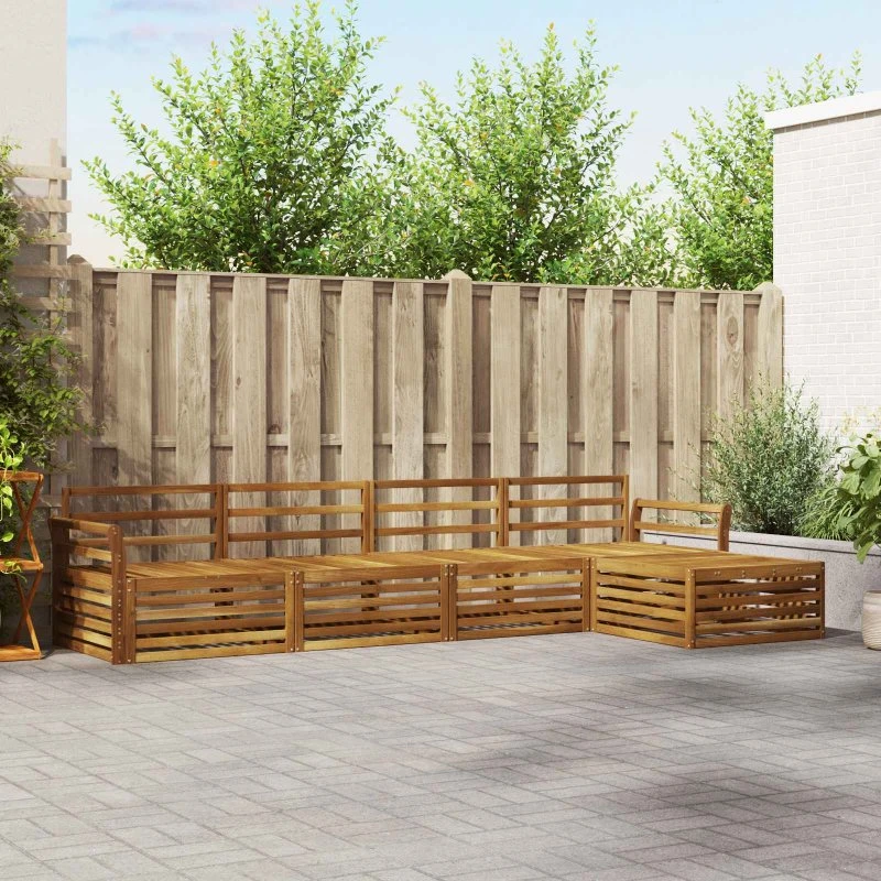 vidaXL Udendørs Sofagruppe 5 pcs Naturfarvet Massivt Akacietræ