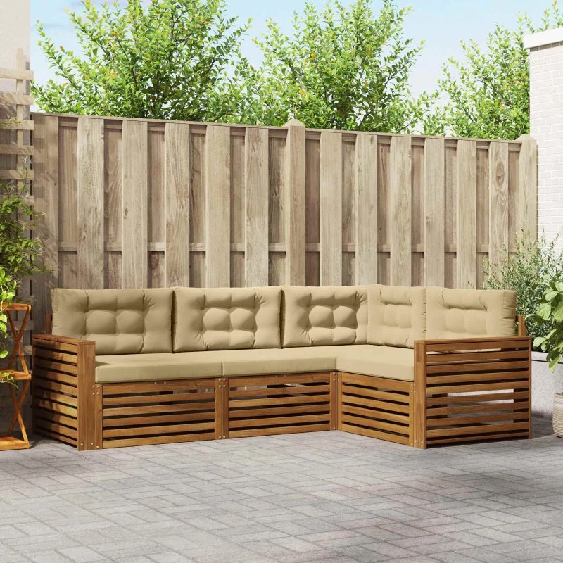 vidaXL Udendørs Sofagruppe 4 dele Naturlig/Beige