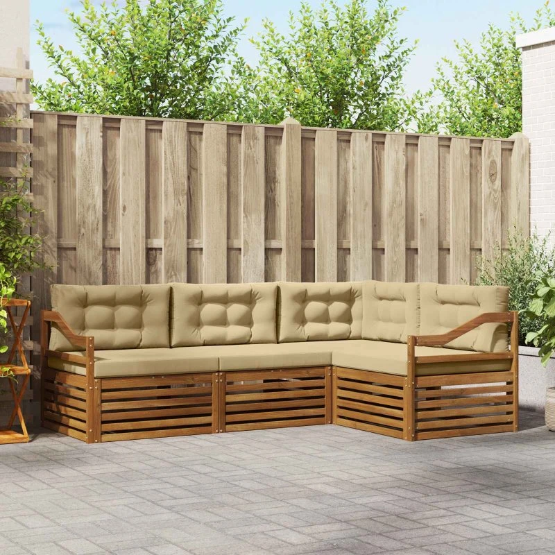 vidaXL Udendørs Sofagruppe 4-pces Akacietræ Naturlig/Beige