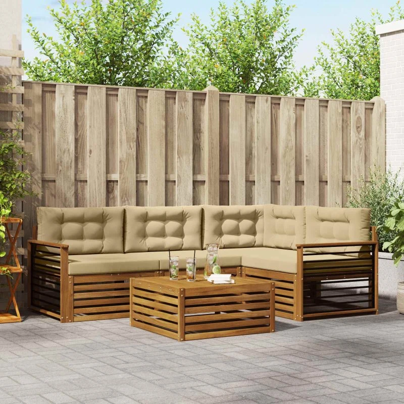 vidaXL Udendørs Sofagruppe 5-pcs Naturlig/Beige i Akacietræ