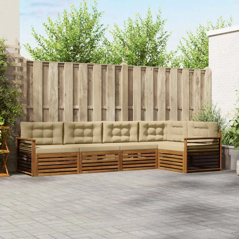 vidaXL Udendørs Sofagruppe 5 Del 5 pcs Naturlig/Beige