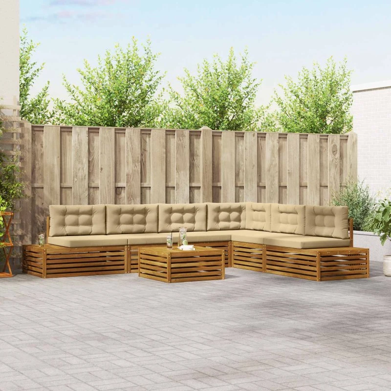 vidaXL Udendørs Sofagruppe 7 Stk Naturlig/Beige