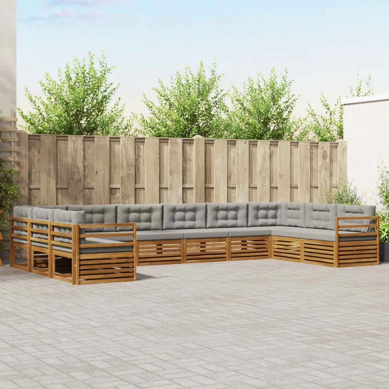vidaXL Sofasæt 5-pces Naturlig/Lys Grå Akacietræ