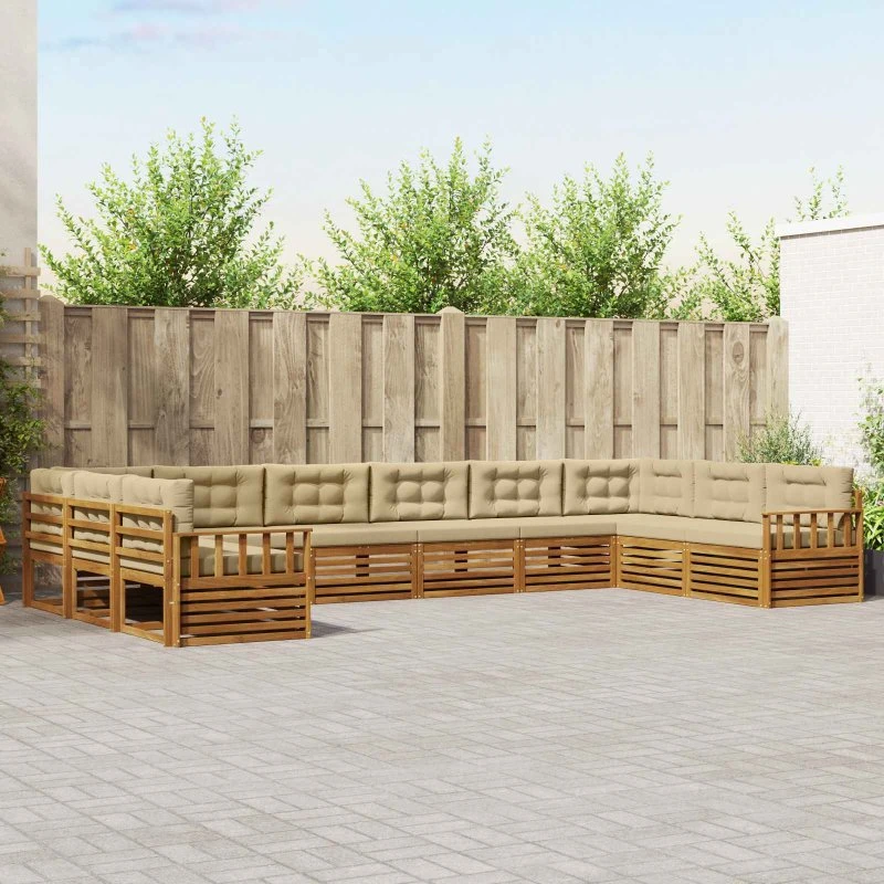 vidaXL Sofasæt 5-pces Naturlig/Beige Akacietræ med Puder