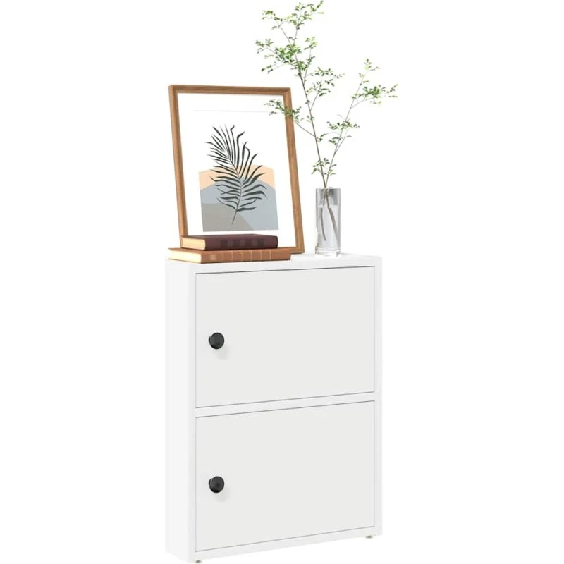 vidaXL bogreol 40x24x52 cm hvid konstrueret træ med låger