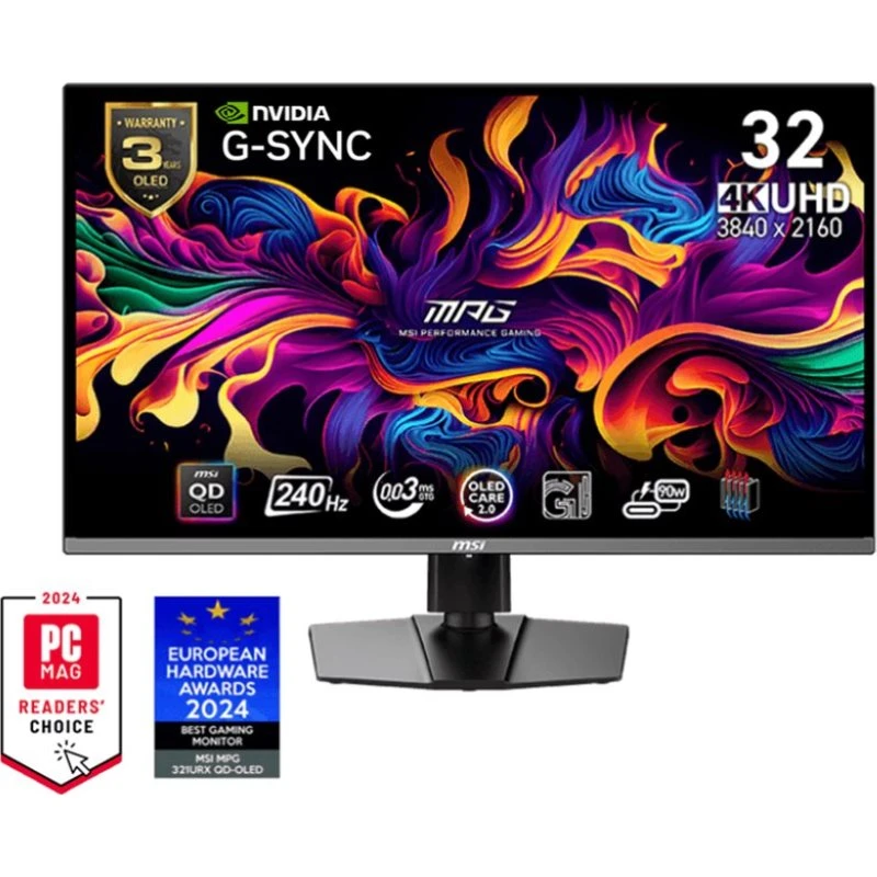 MSI MPG 321URXDE QD-OLED 31,5" 4K 240 Hz gaming-skærm
