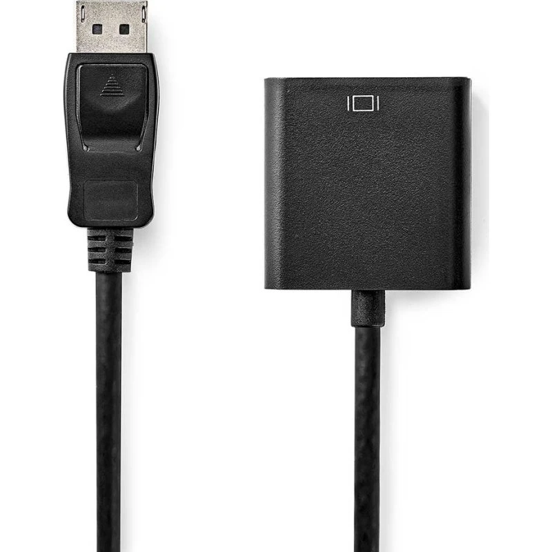 Nedis DisplayPort til VGA Adapter, 1080p, Nikkelplateret, 0,20 m, Sort