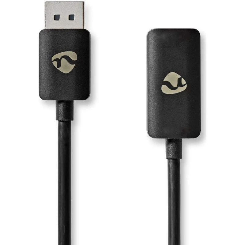 Nedis DisplayPort til HDMI 8K@30Hz Adapter, 0,2 m, Nikkelplateret, Sort