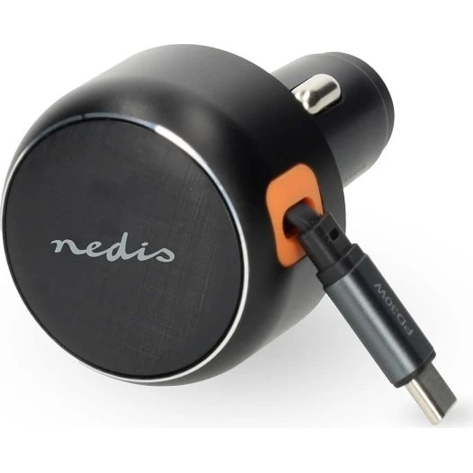 Nedis Biloplader 30W USB-C udtrækkeligt kabel 0,7 m