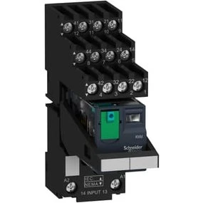 Schneider Electric RXM Relæ 4C/O 24VDC med Sokkel, LED og Testknap