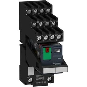 Schneider Electric RXM Relæ 4C/O 230VAC med Sokkel, LED og Testknap