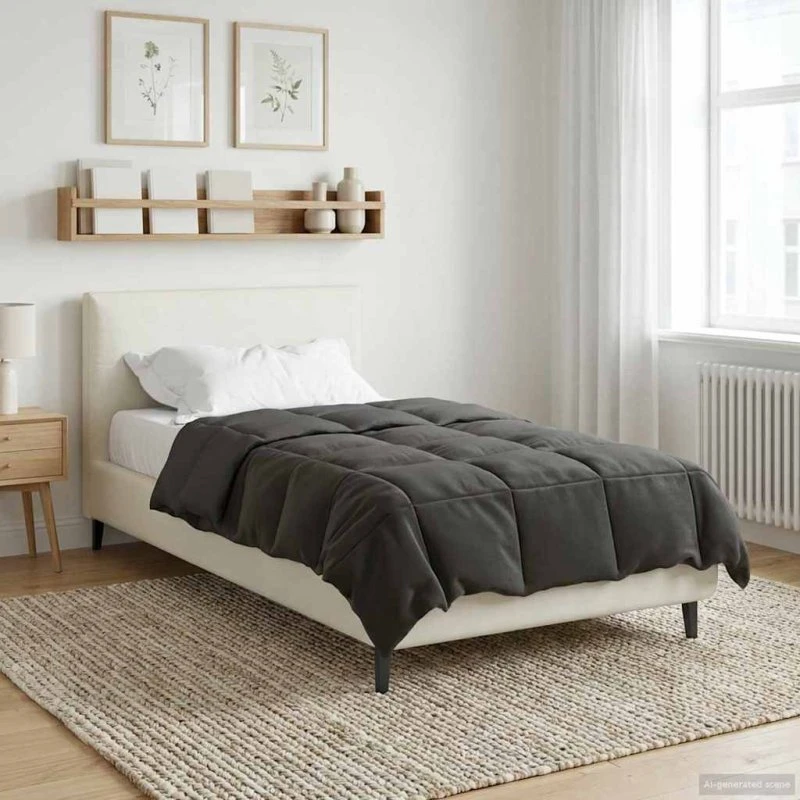 vidaXL Helårs Dyne Quilting Antracit 140x220 cm Mikrofiber