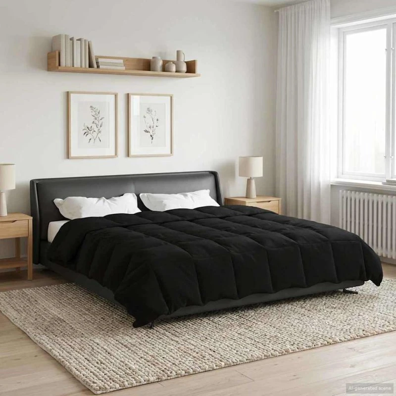 vidaXL Helårs Dyne Quilting Sort 200 x 220 cm Mikrofiber