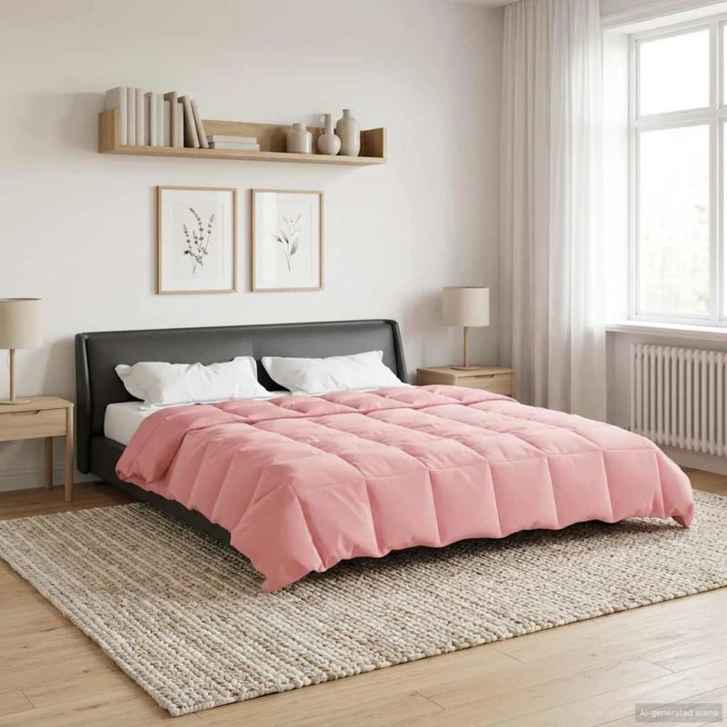 vidaXL Helårs Dyne Lyserød 200x220 cm Mikrofiber