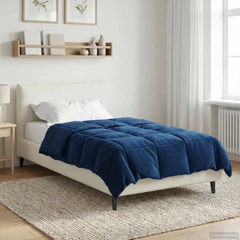 vidaXL Helårs Dyne Quilting Mørk Blå 135 x 220 cm Mikrofiber