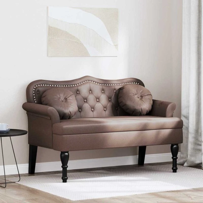 vidaXL Chesterfield bænk brun 120,5 x 65 x 75 cm faux læder