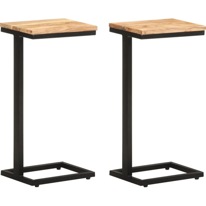 vidaXL Sideborde 2 stk. 31,5x24,5x64,5 cm i massivt akacietræ med jernben