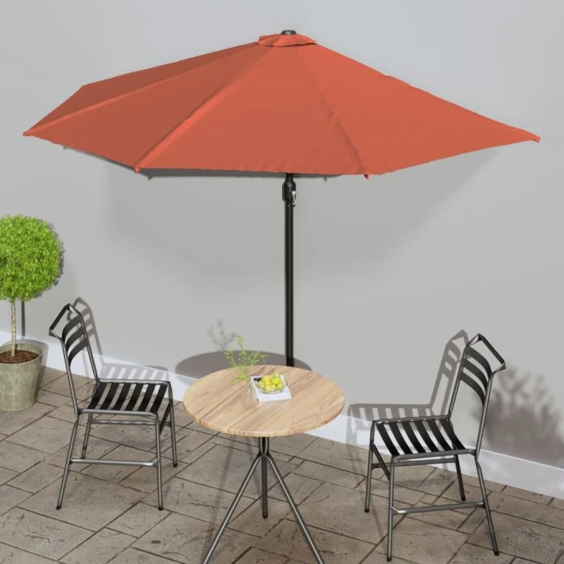 vidaXL altanparasol halvrund 300x155x223 cm terrakotta med aluminiumsstang