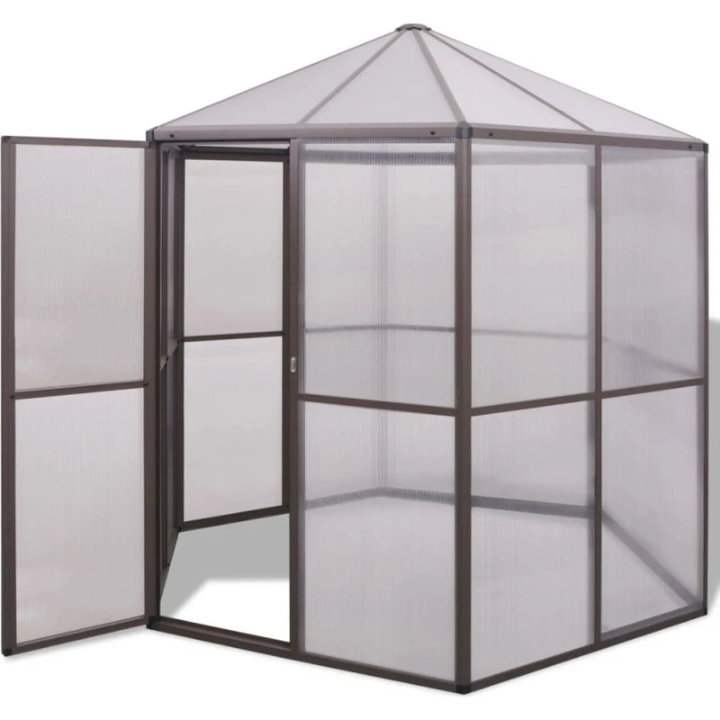 vidaXL Drivhus 240x211x232 cm Aluminium, brun