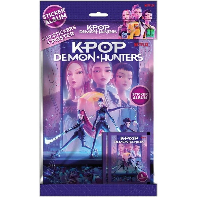 Kpop Demon Hunters Klistermærkealbum med 10 klistermærker og plakat