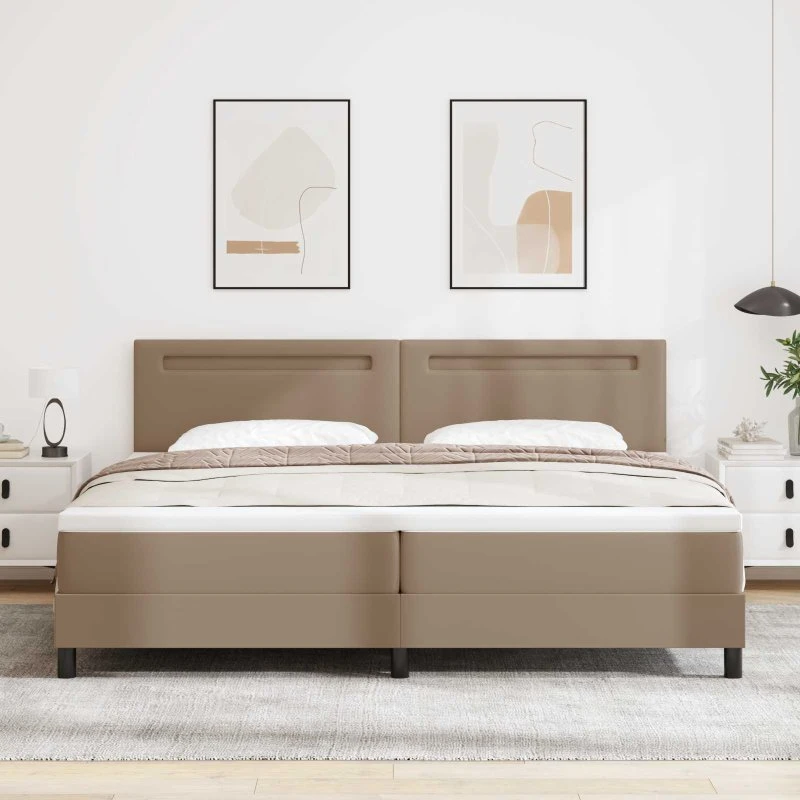 vidaXL Boxspring Seng Cappuccino 200x200 cm Kunstlæder