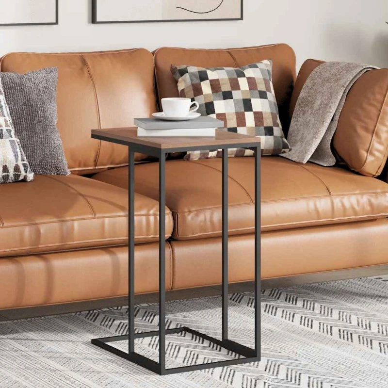 vidaXL C-formet sidebord 40x30x59 cm sort konstrueret træ