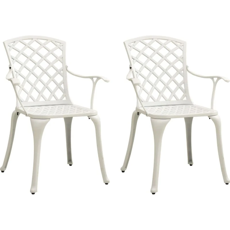 vidaXL Havestole 2 stk. støbt aluminium hvid