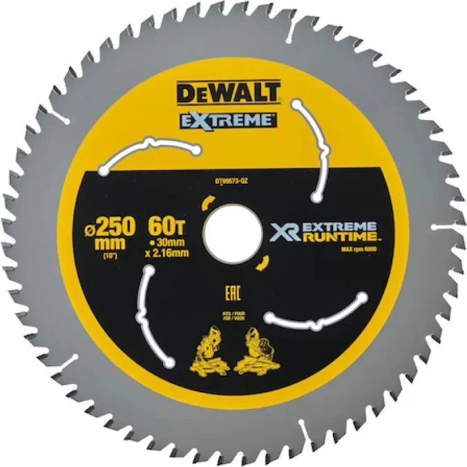 DeWalt XR Extreme Rundsavklinge 250 mm 30 mm 60T DT99573-QZ