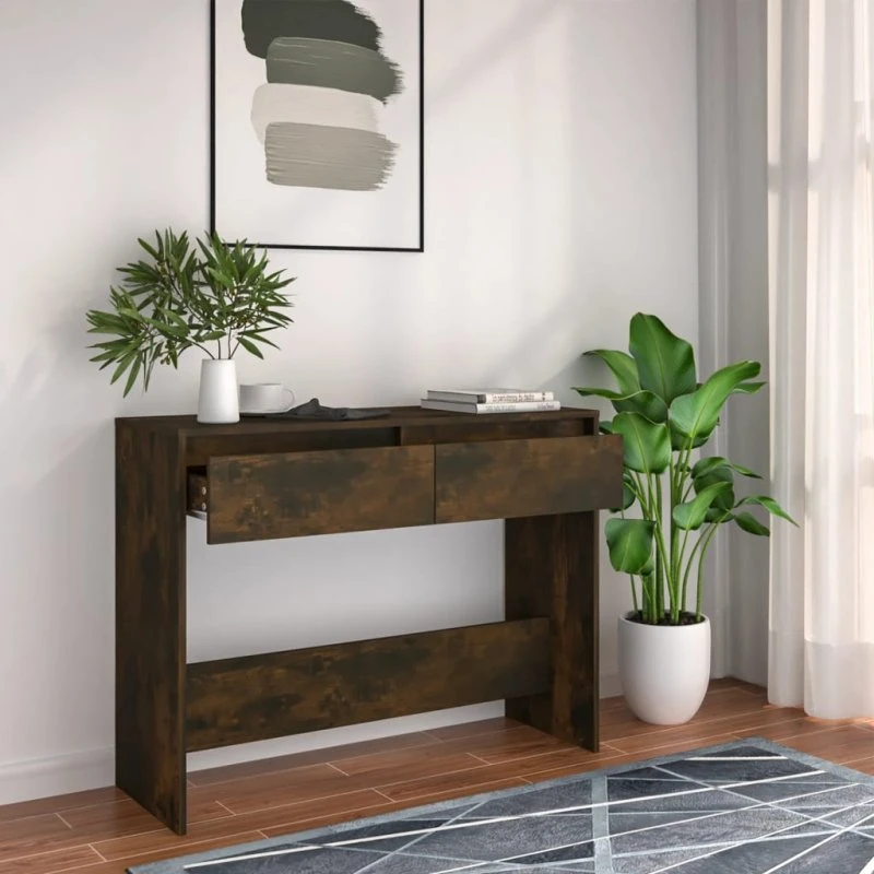 vidaXL Konsolbord 100x35x76,5 cm røget egetræ
