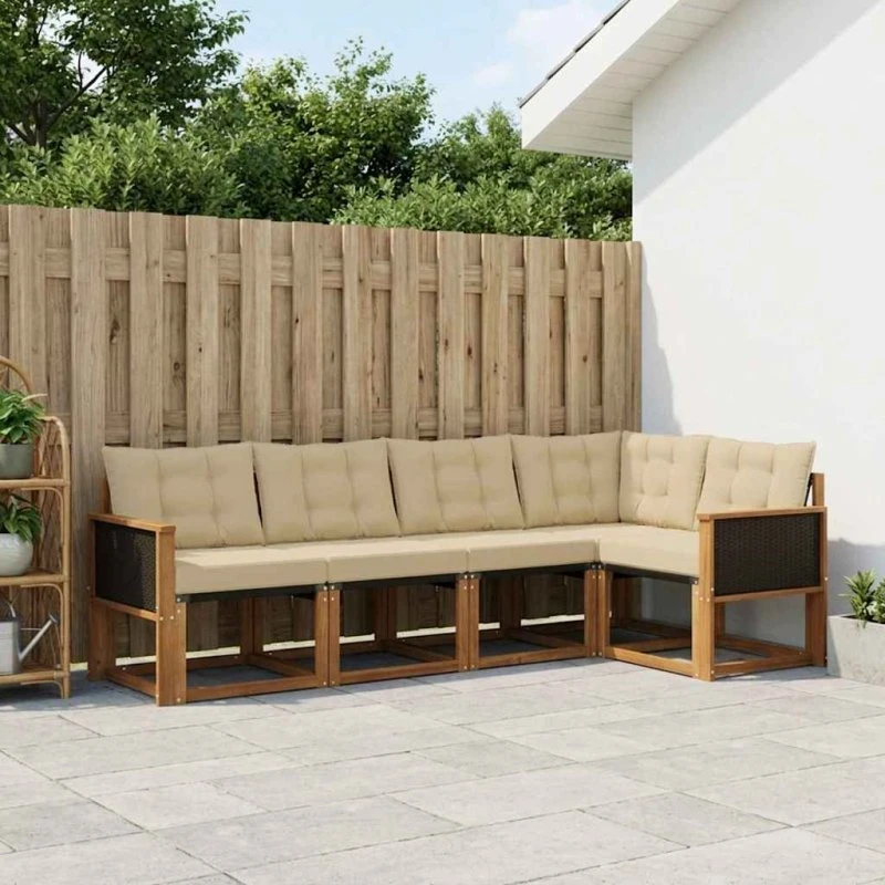 vidaXL Udendørs Sofagruppe 6-del, Naturlig/Beige