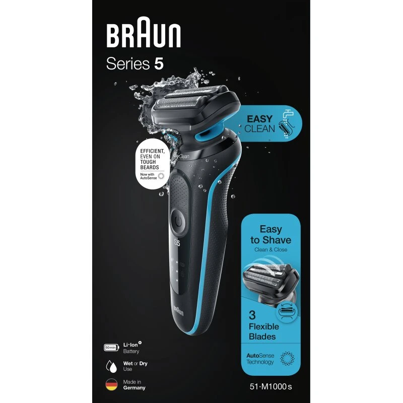 Braun Series 5 51-M1000s foliebarbermaskine, sort/blå