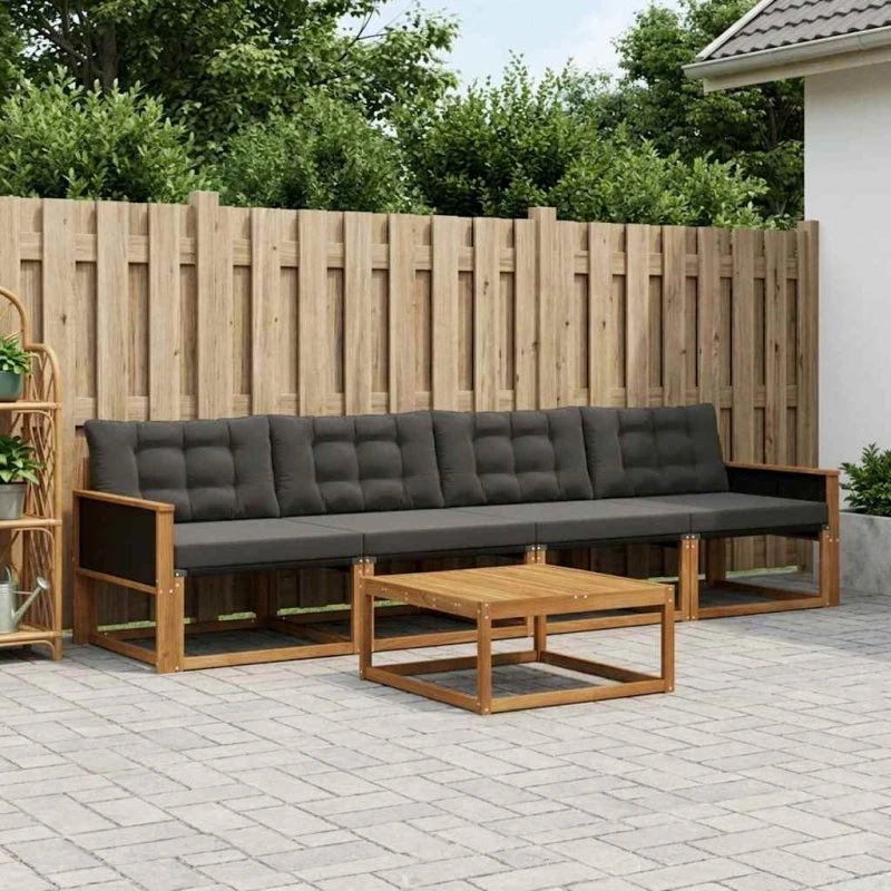 vidaXL Udendørs Sofagruppe 5-pces Natur/Sort