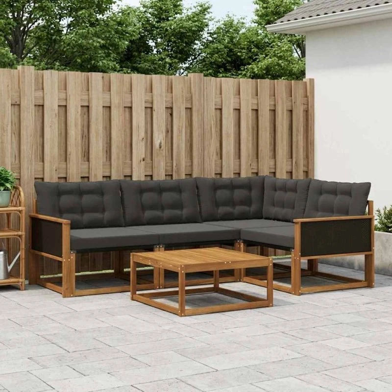 vidaXL Udendørs Sofagruppe 5-pces Natur/Sort