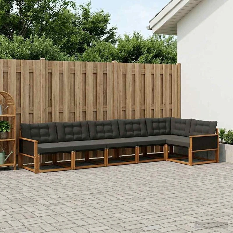 vidaXL Udendørs Sofagruppe 6 pc Natur/Sort