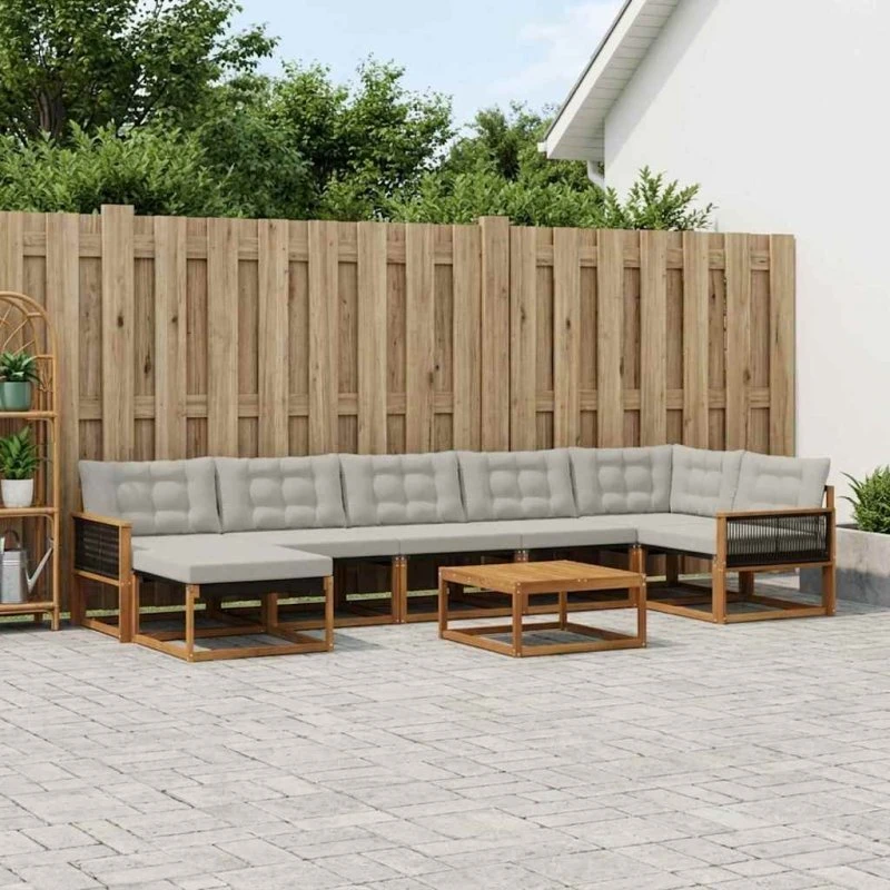 vidaXL Udendørs Sofagruppe 8 pc Natur/lysegrå