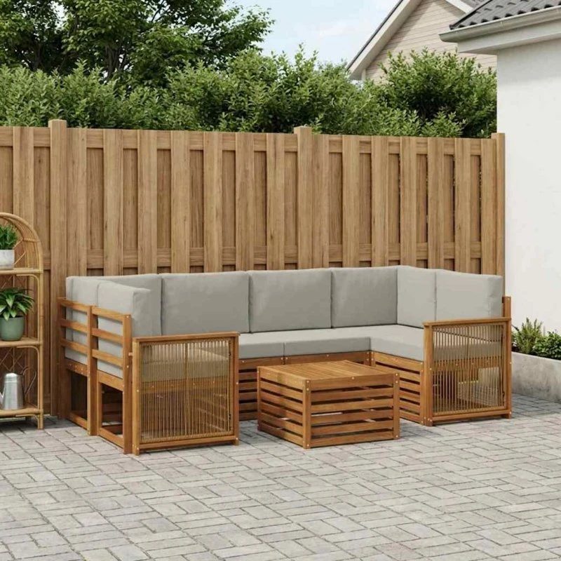 vidaXL Udendørs Sofagruppe 7 pc Natur/Lysegrå