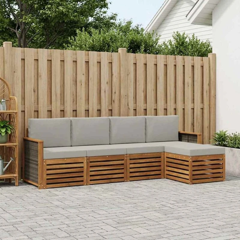 vidaXL Udendørs Sofagruppe 5-pces Natur/Lysegrå