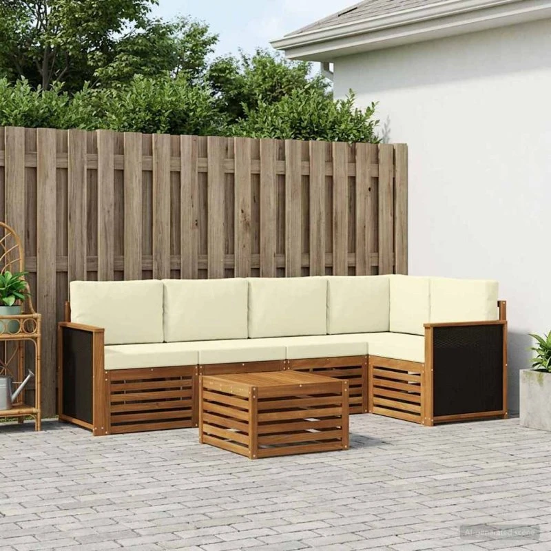 vidaXL Sektionalsofa 5-pces Naturlig & Fløde