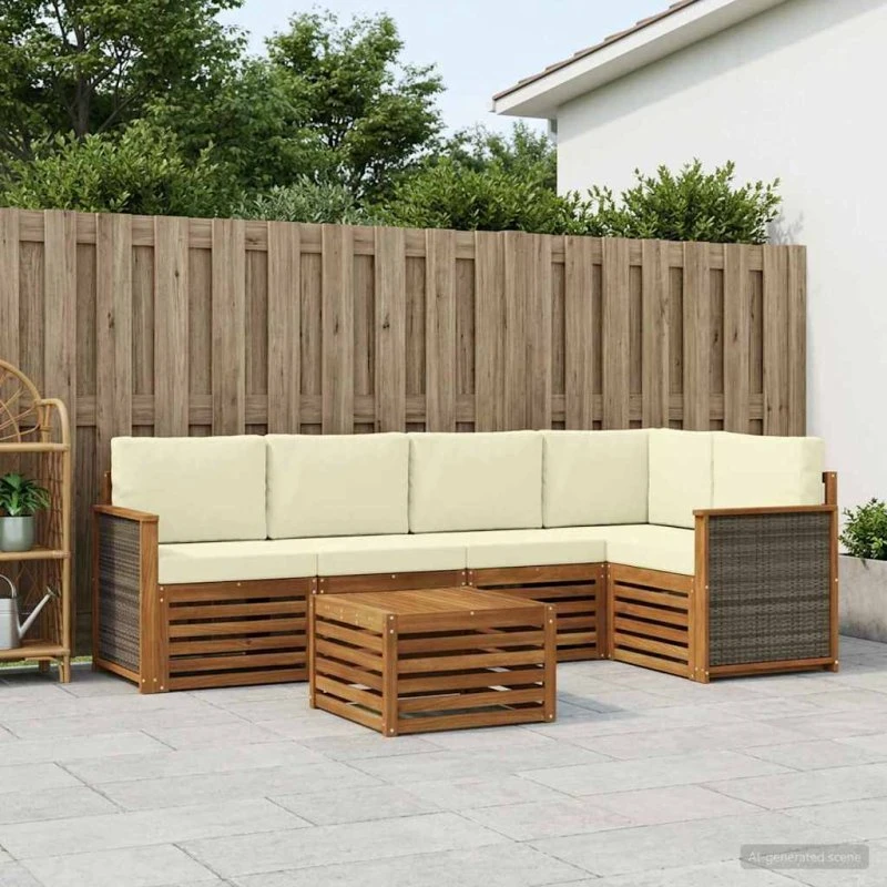 vidaXL Sektionalsofa 5-pces Naturlig/Fløde