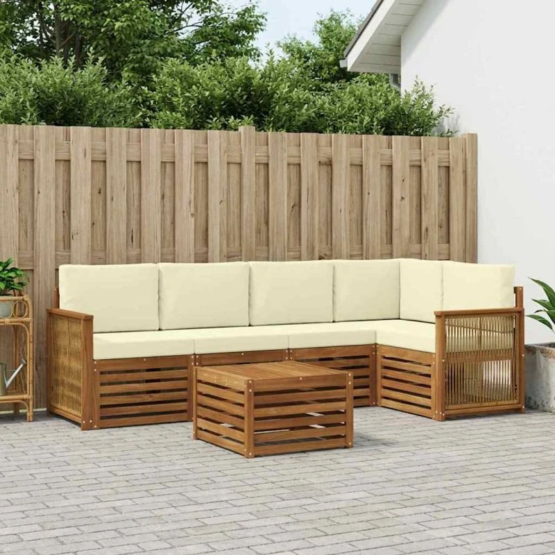 vidaXL Sektionalsofa sæt 5 pcs Naturlig/Fløde