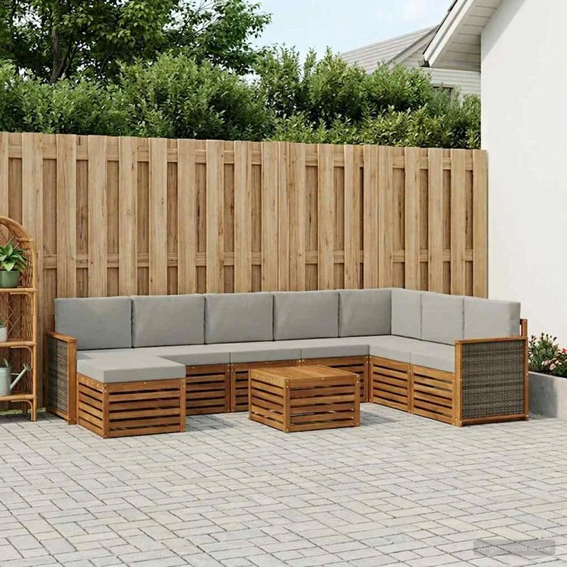 vidaXL Udendørs Sofagruppe 7 pc Natur/lysegrå