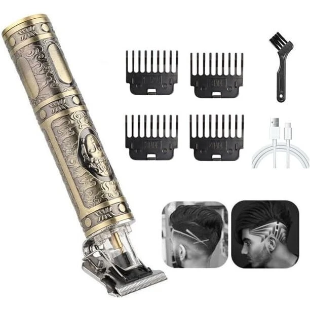 INF Hårklipper genopladelig med tilbehør, Guld 15×4×2,5 cm