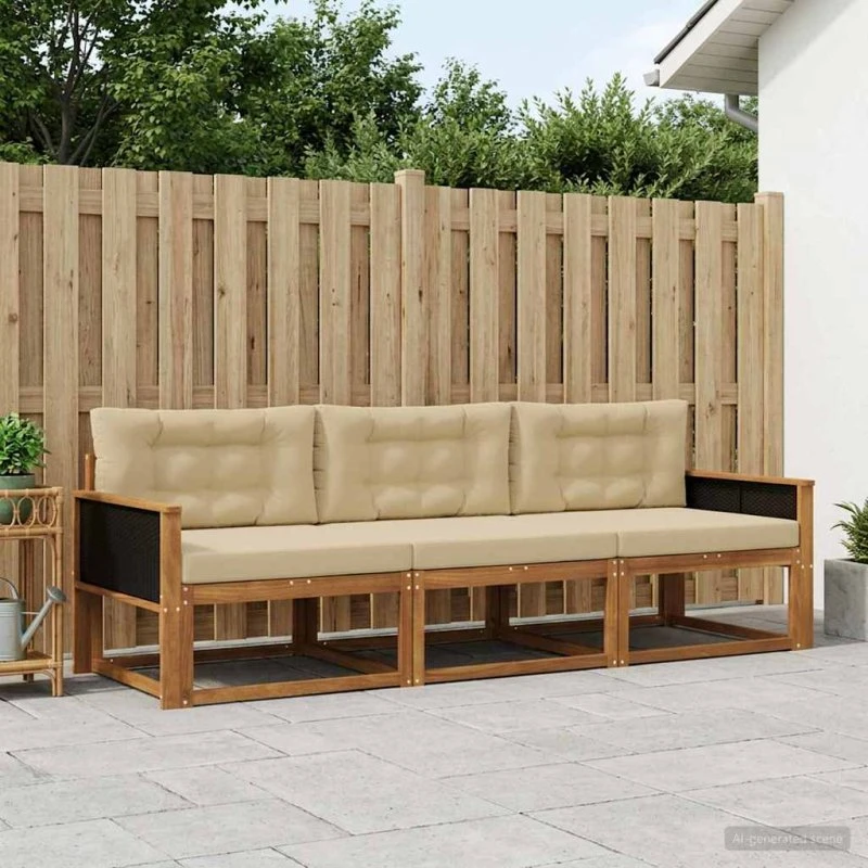 vidaXL Udendørs Sofagruppe 3-pcs Naturlig/Beige