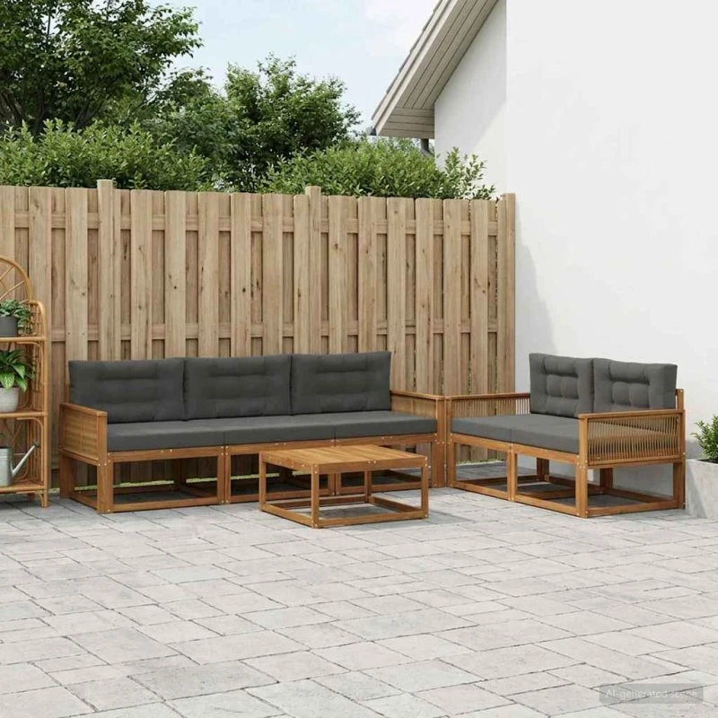 vidaXL Udendørs Sofagruppe 6 dels Naturlig/Antracit